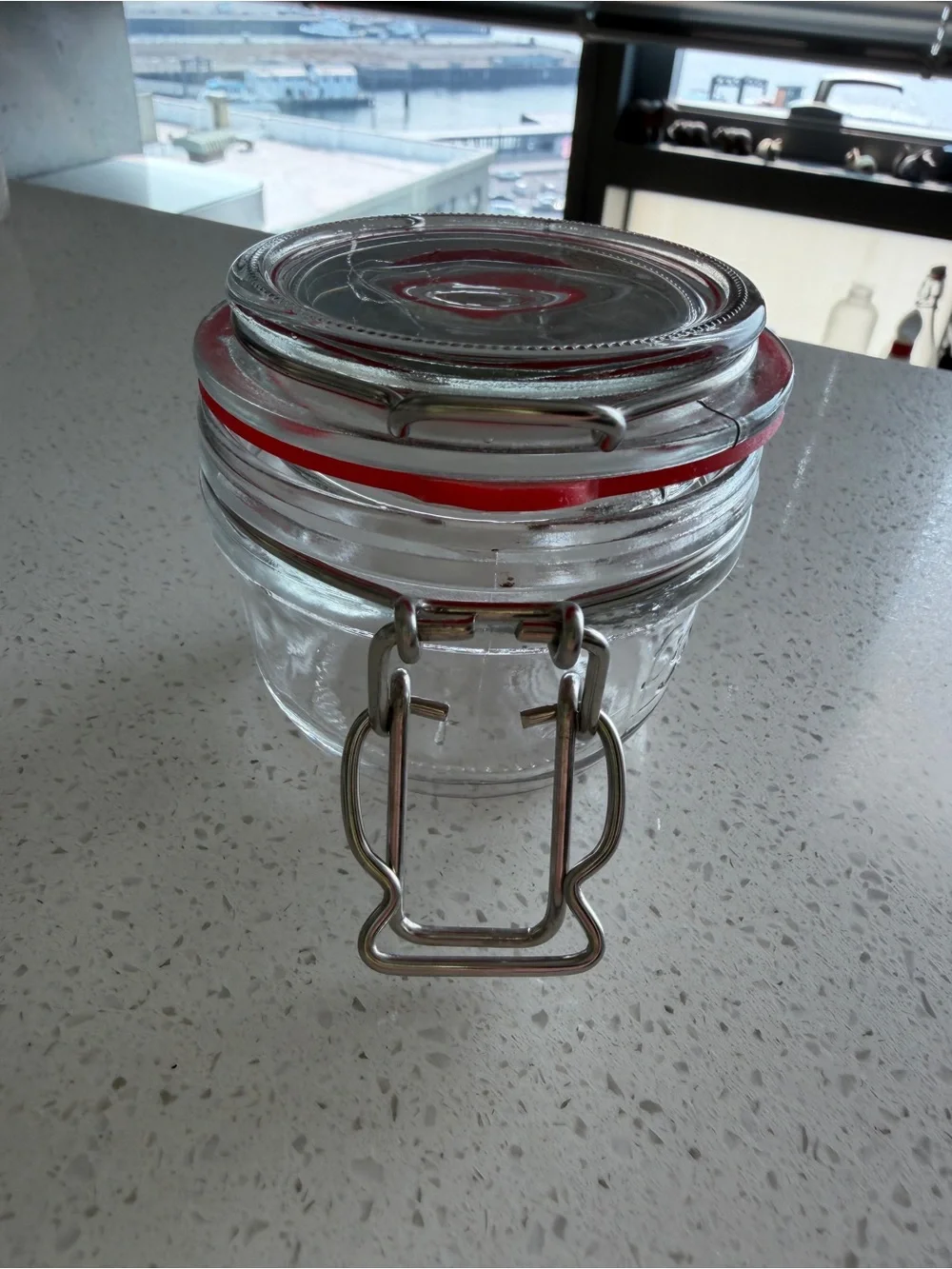Supreme Glass Storage Jar with Red Seal and Clamp Lid